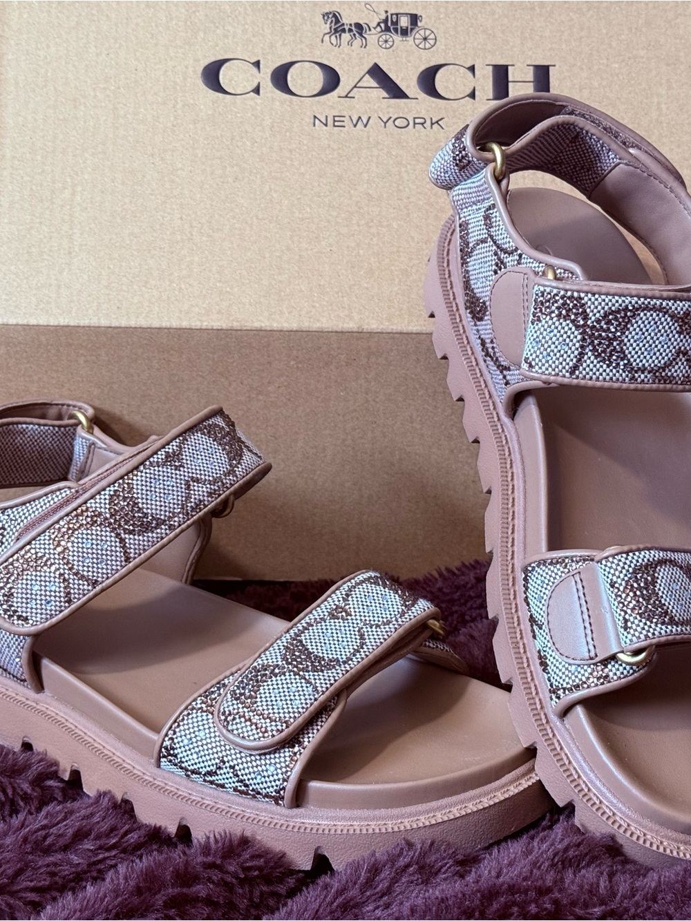 Coach Women’s Jacquard Crystal Sandals - Picture 2 of 4